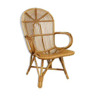 Rattan armchair with armrests by Rohé Noordwolde