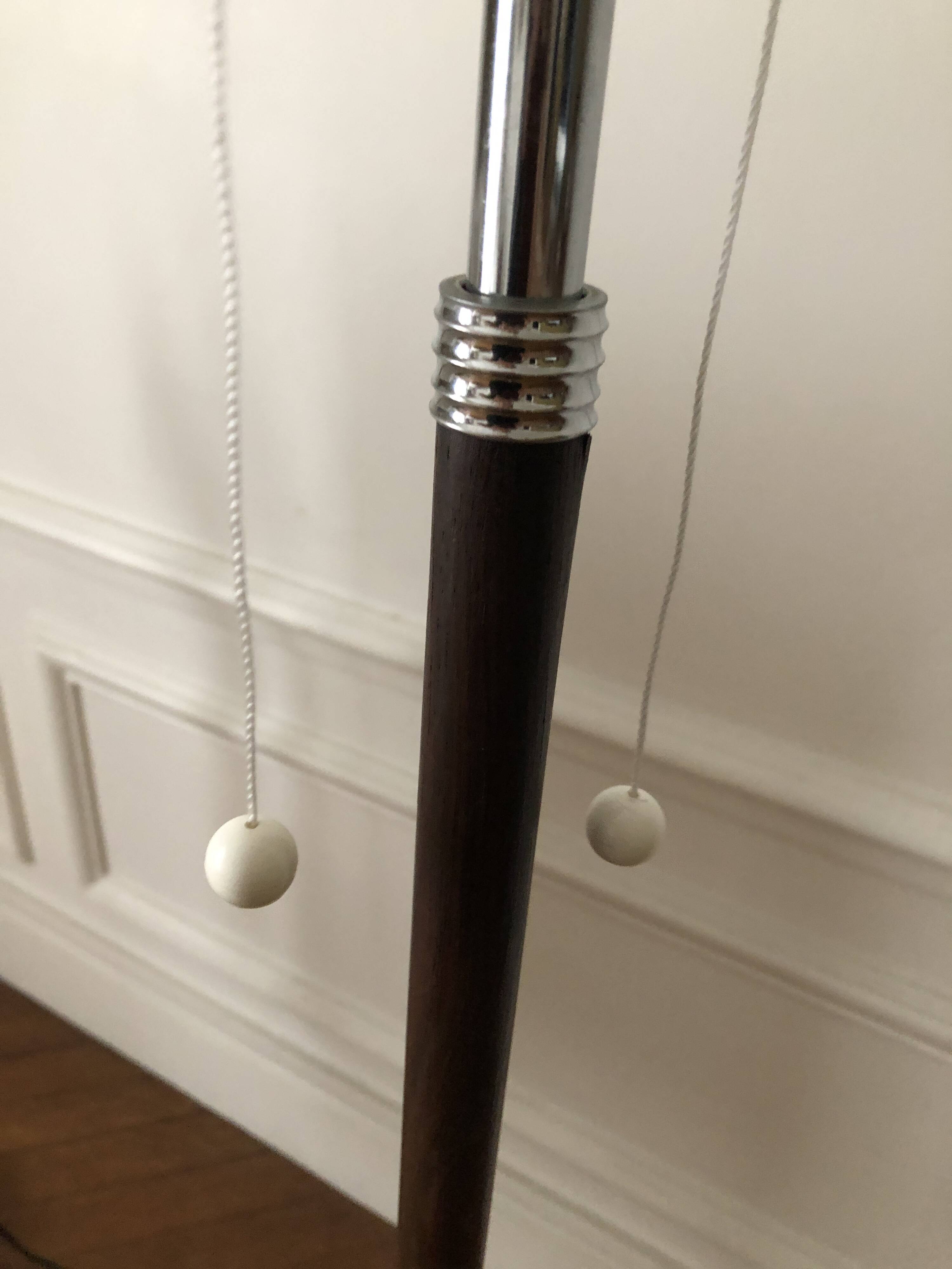 Monix floor lamp, height adjustable in chrome and wood - Paris 1960