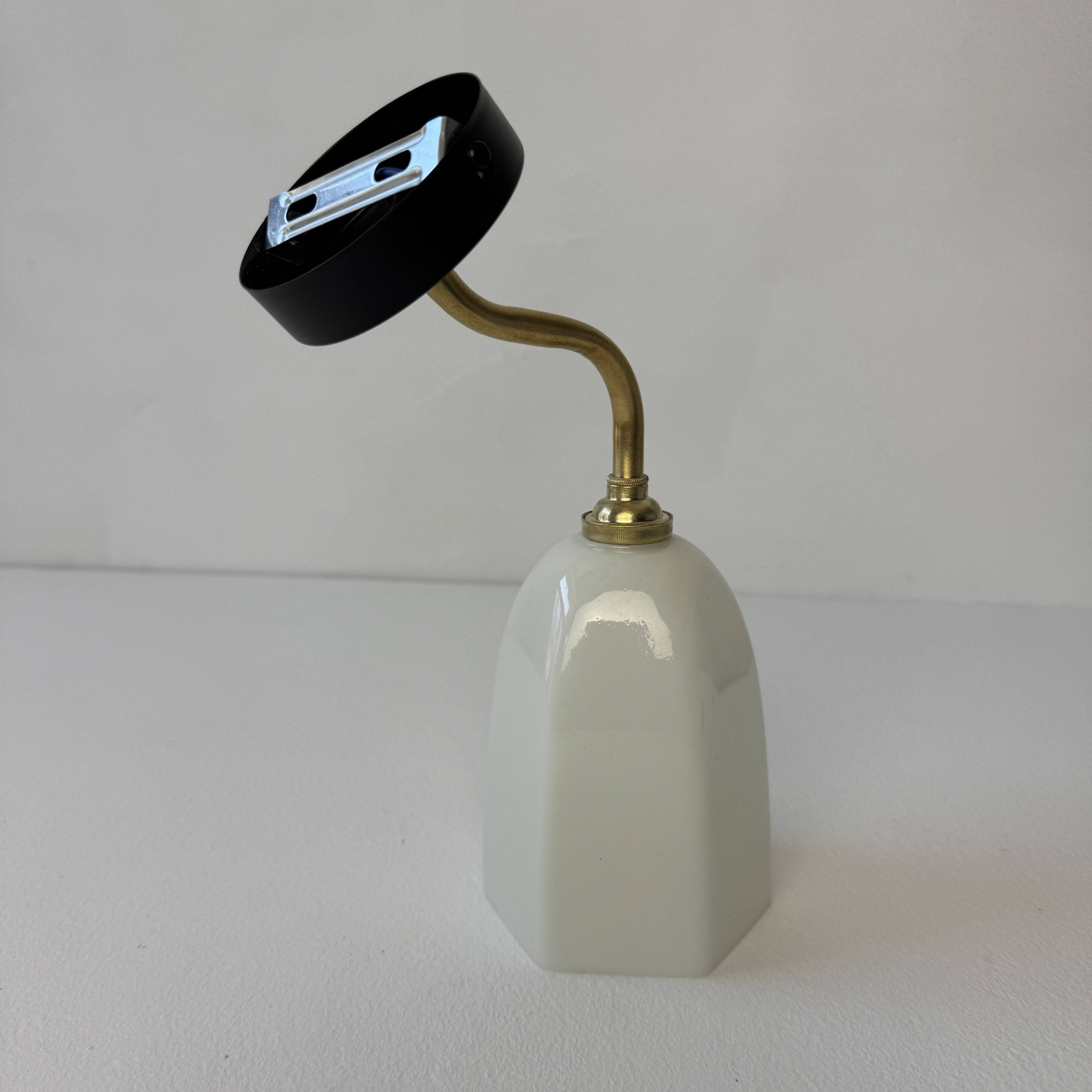 Vintage opaline swan neck wall lamp