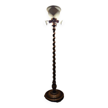 Art Deco turned wood floor lamp 1960