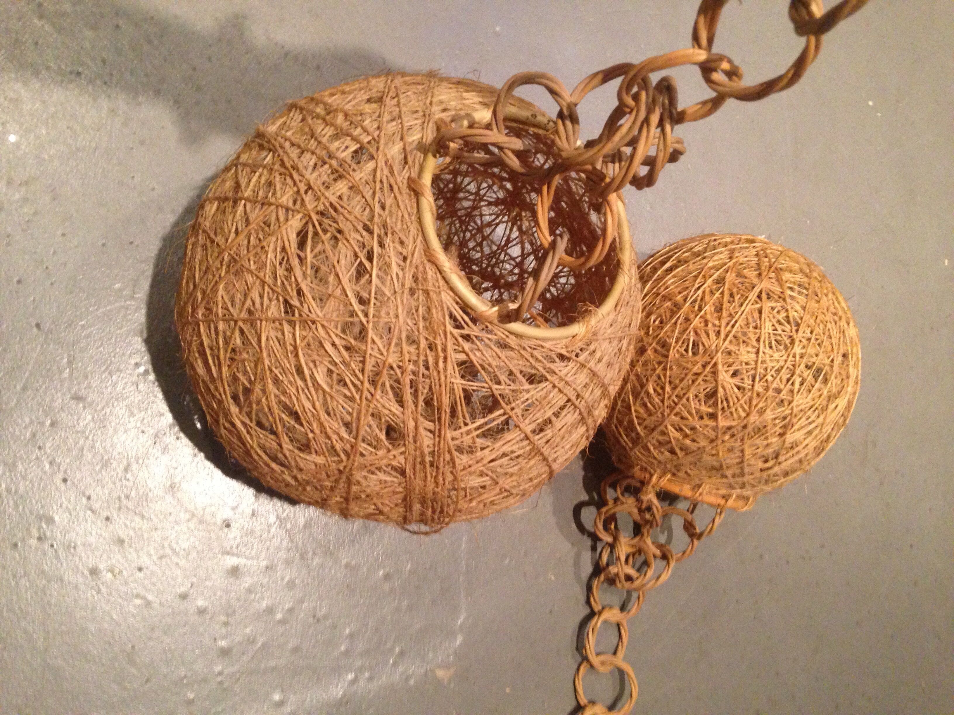Two vintage wicker twine ball suspensions