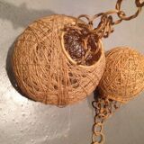 Two vintage wicker twine ball suspensions