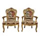 Pair of carved and gilded cabriolet armchairs in the Louis XV style.