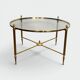 Neoclassical Round Coffee Table in Brass with Fluted Supports and Floral Motifs