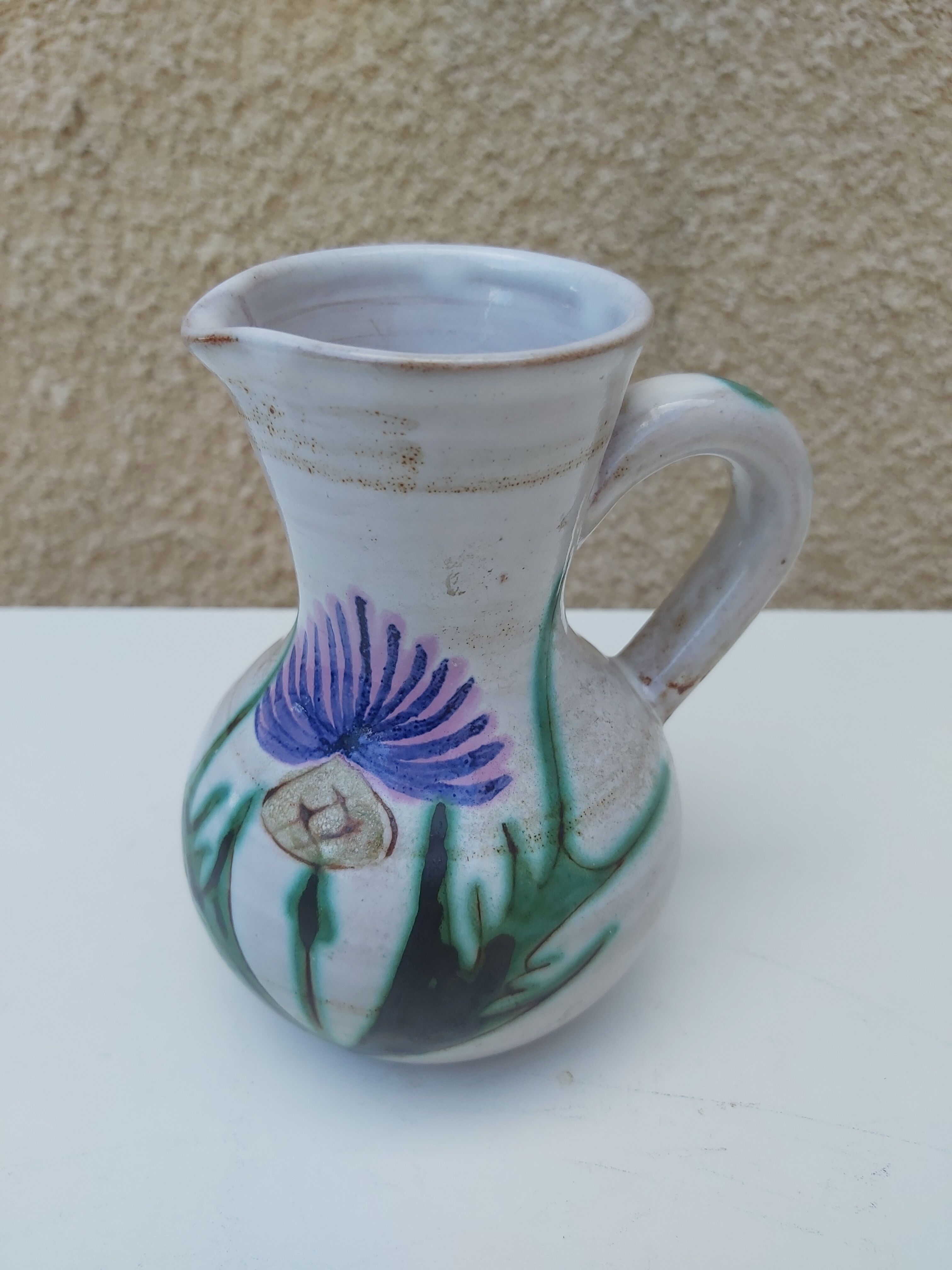 Small pitcher decoration thistles