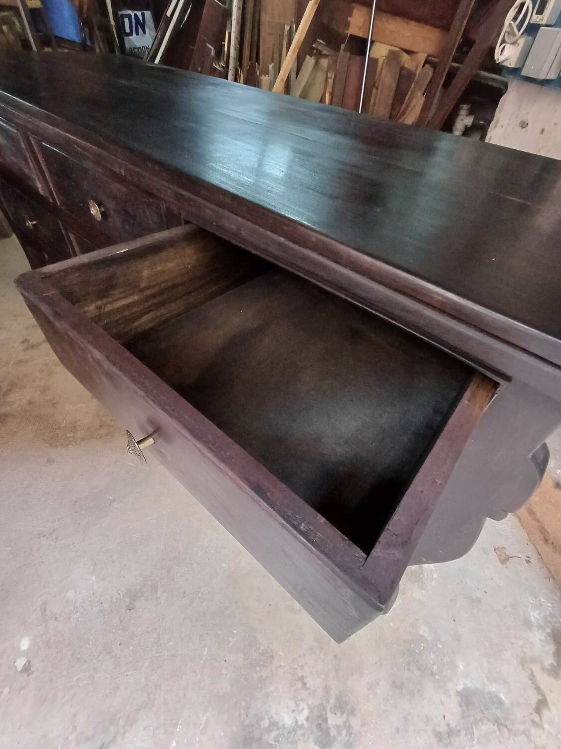 Six-drawer console table, African craftsmanship, Ivory Coast