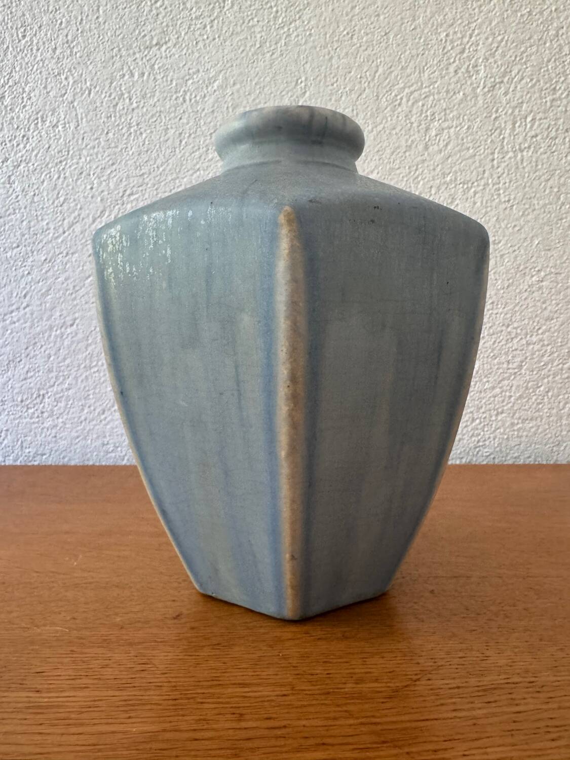 Sky blue ceramic Art Deco vase