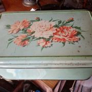 Old metal box 30x18 regibana green flower