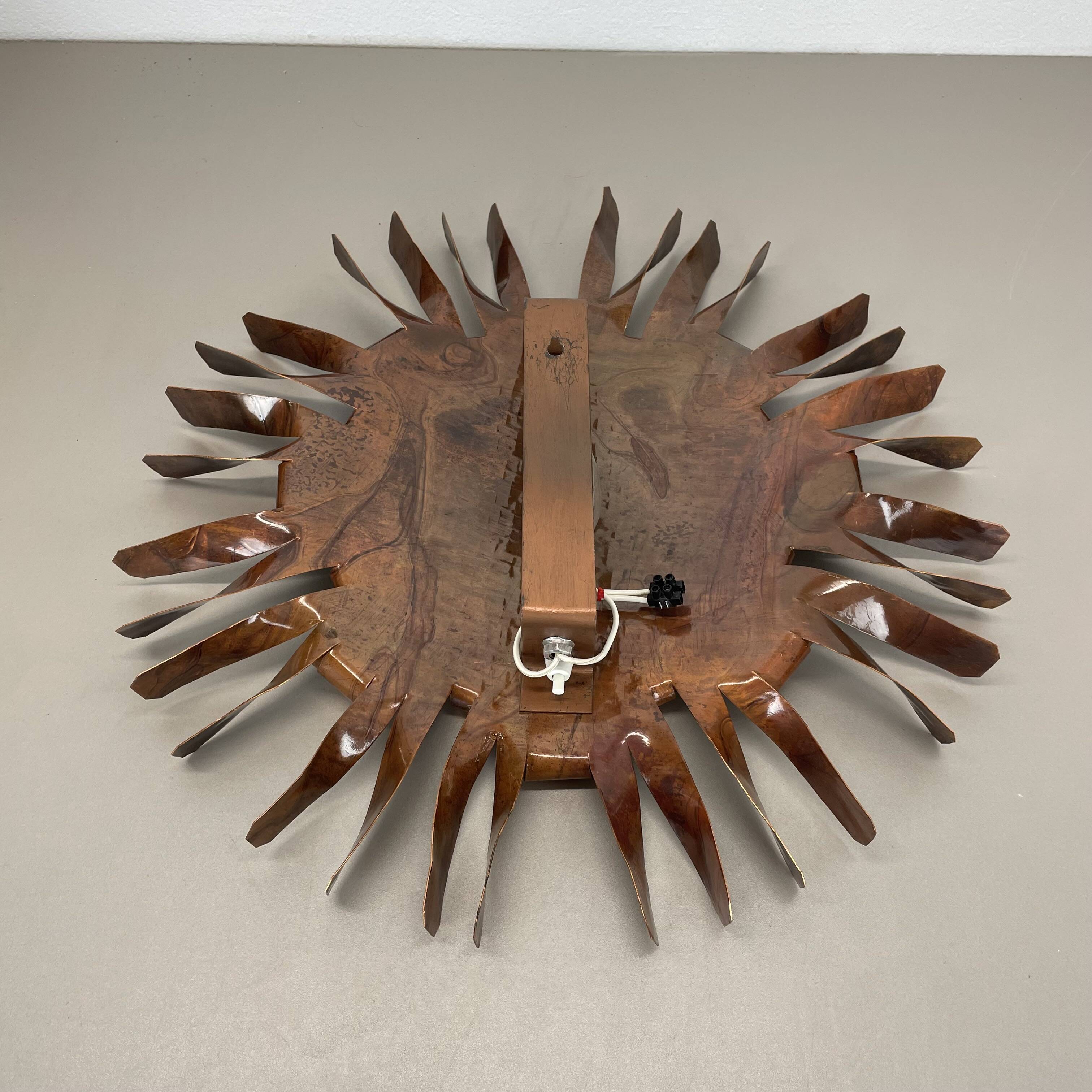 large 50cm solid copper Stilnovo Style Sunburst Theatre Wall Light , Italy