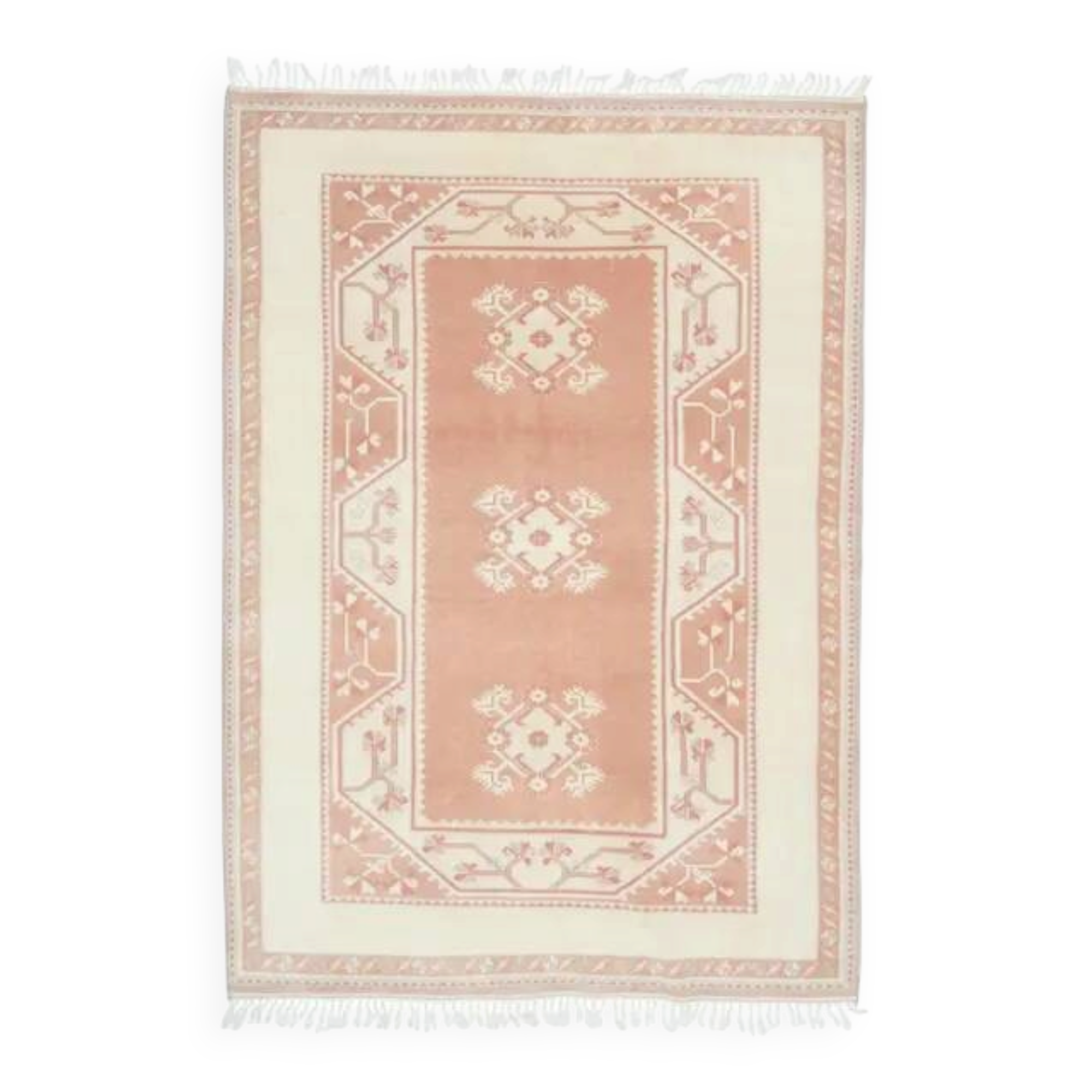 1970s Vintage Turkish Oushak Handmade Wool Cotton Brown Area Rug 166x242