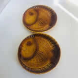 Lot de 2 plats en barbotine Sarreguemines décor poissons