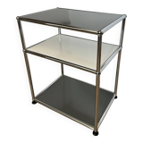 USM Haller Side Table in Pure White & Medium Grey