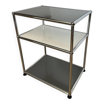 Table d’appoint USM Haller en Blanc Pur & Gris Moyen