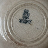 Old hollow plate Gien Terre de Fer Peafowl