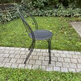 Black chair in vintage wrought iron 1980