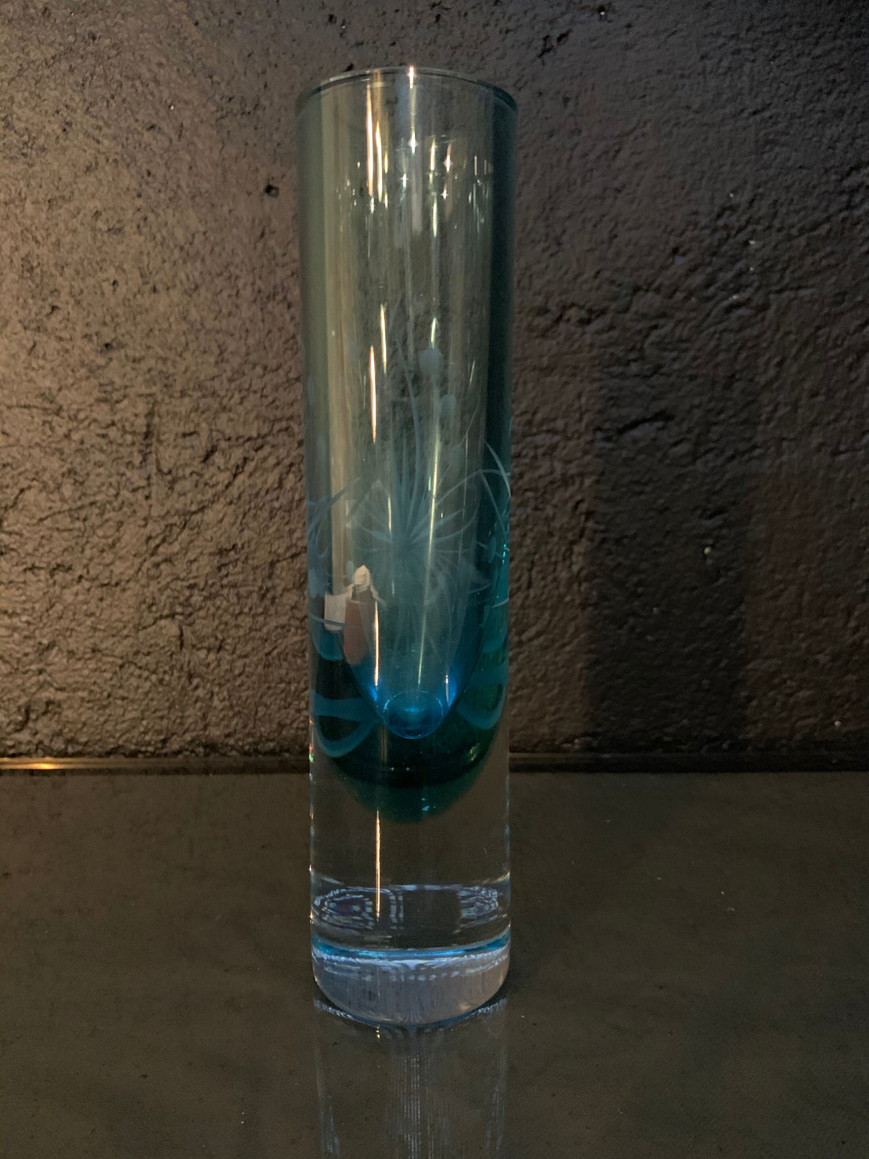 Soliflore, engraved glass vase 1960