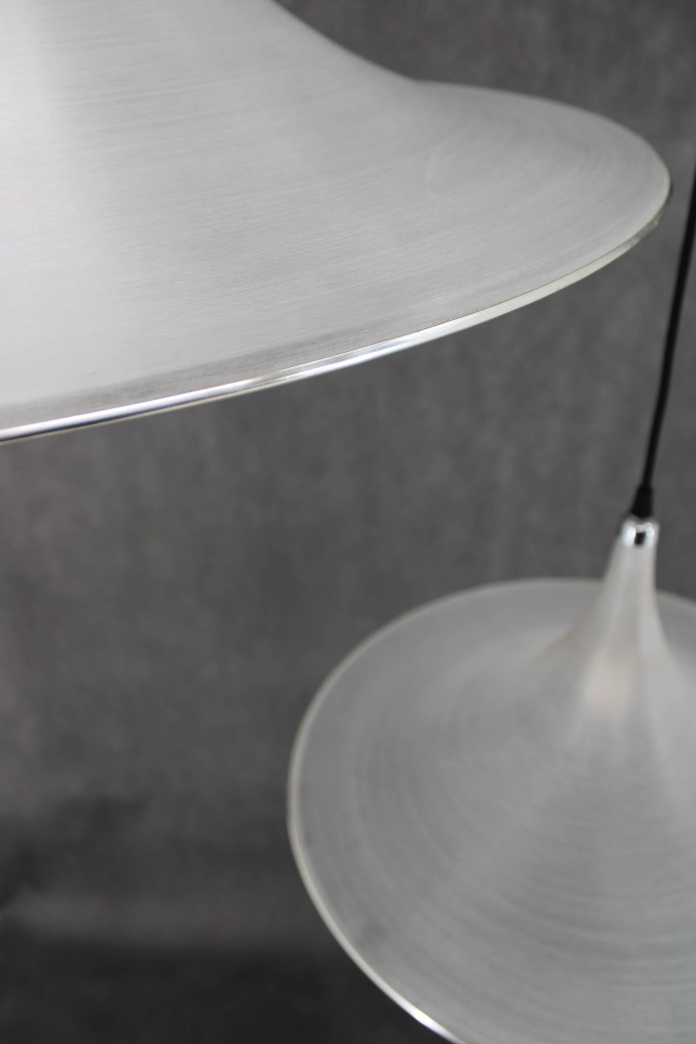 1970s Pair of Guzzini "Trumpet" Pendant Lamps by Meblo , Italy