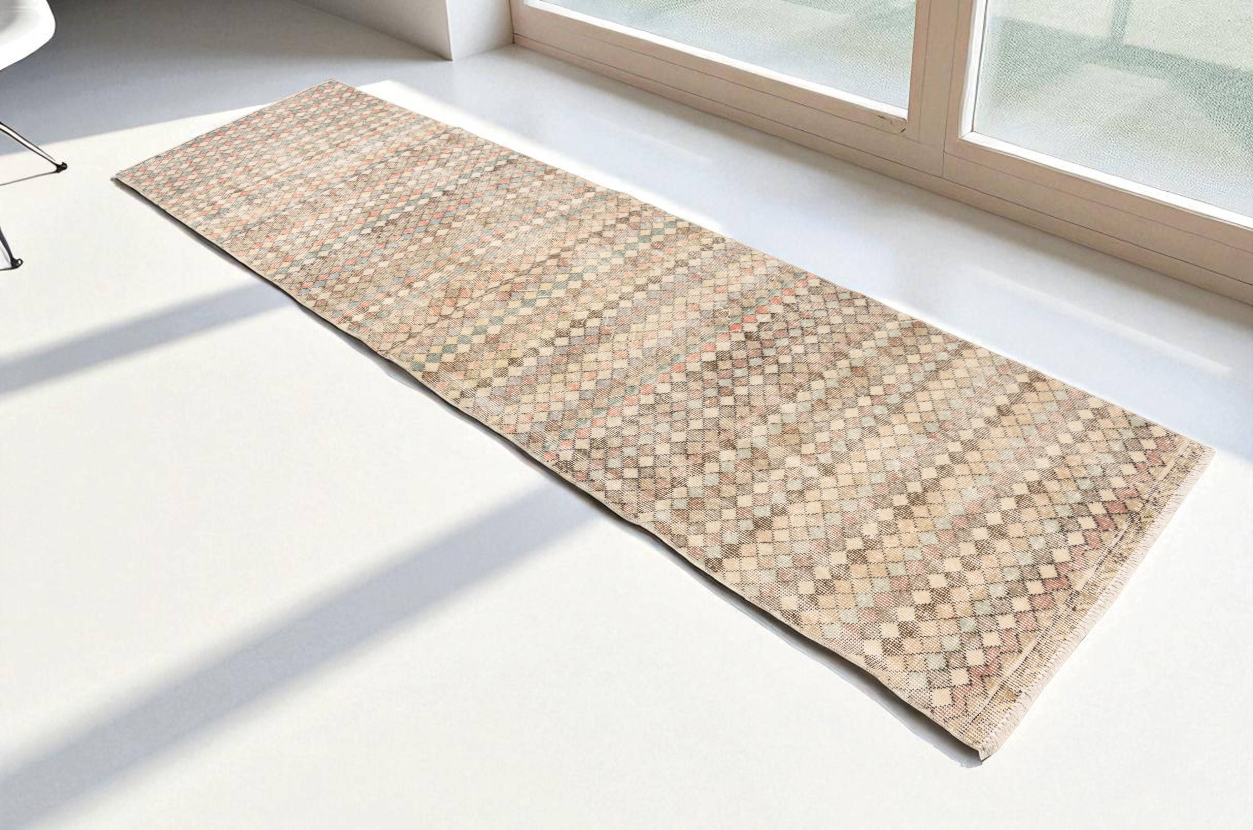 Neutral Vintage Oushak Runner Rug sku1053