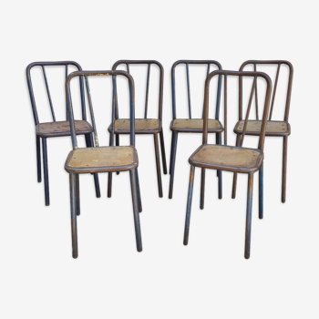 Series of 6 vintage children's chairs made of metal