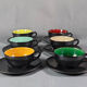Service of 6 cups and saucers in two-tone ceramic - Faience Saint Clément