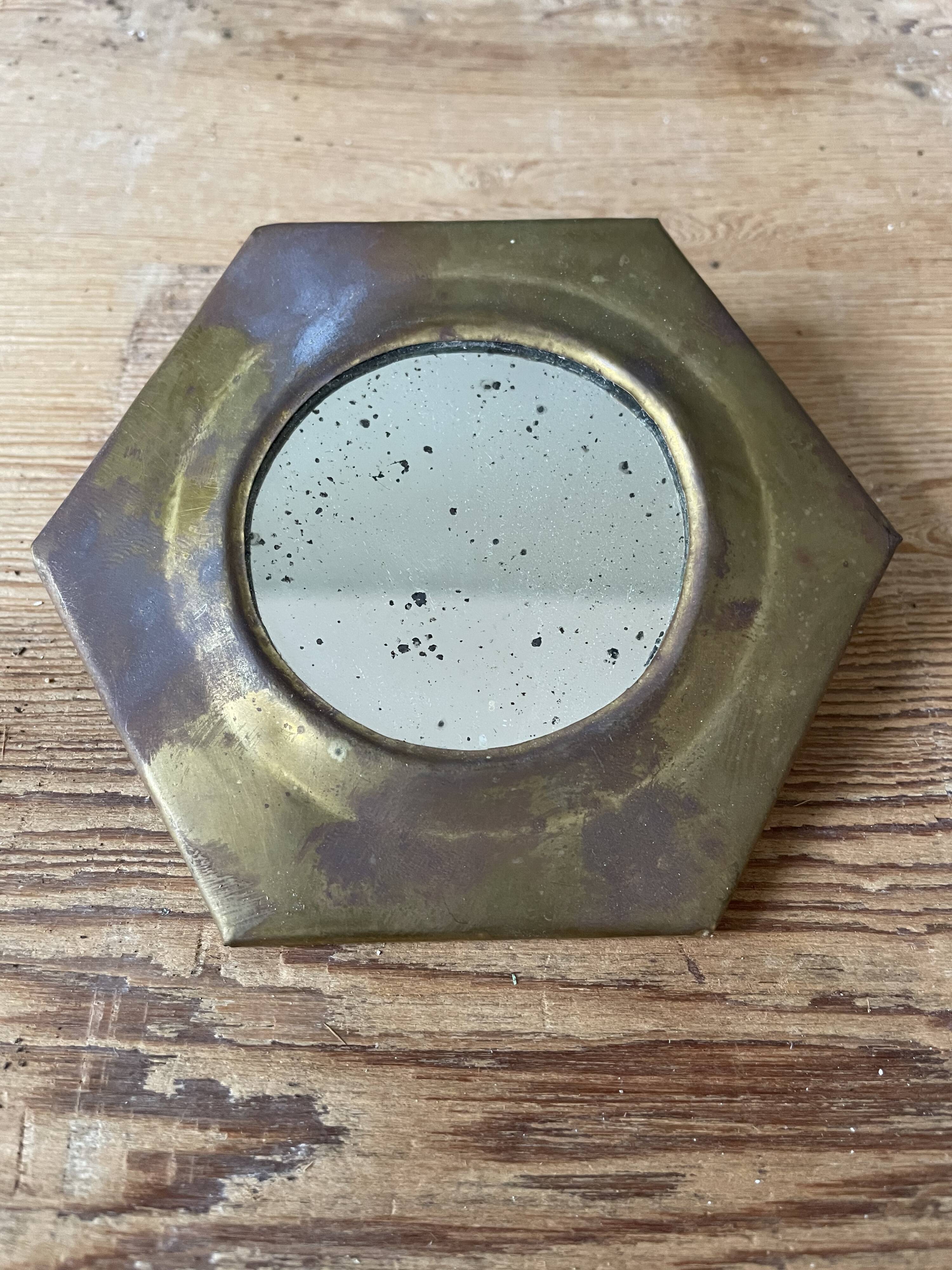 Set of 4 vintage brass mirrors