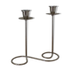 Vintage double candlestick in chrome metal – Spiral design