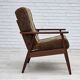 1970s, Danish armchair, teak wood, furniture wool fabric.