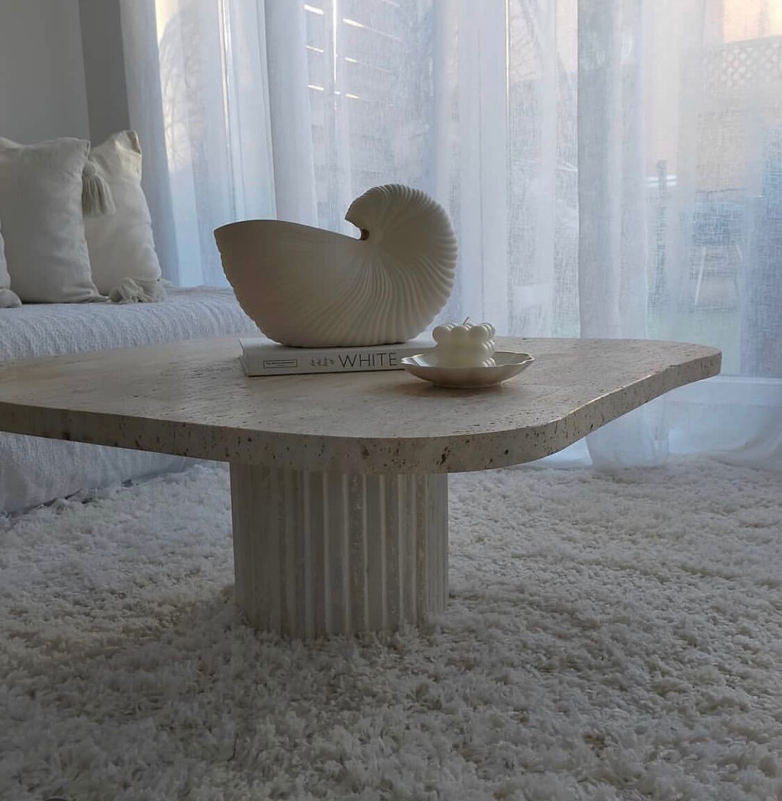 Athena irregular coffee table natural travertine 70x70