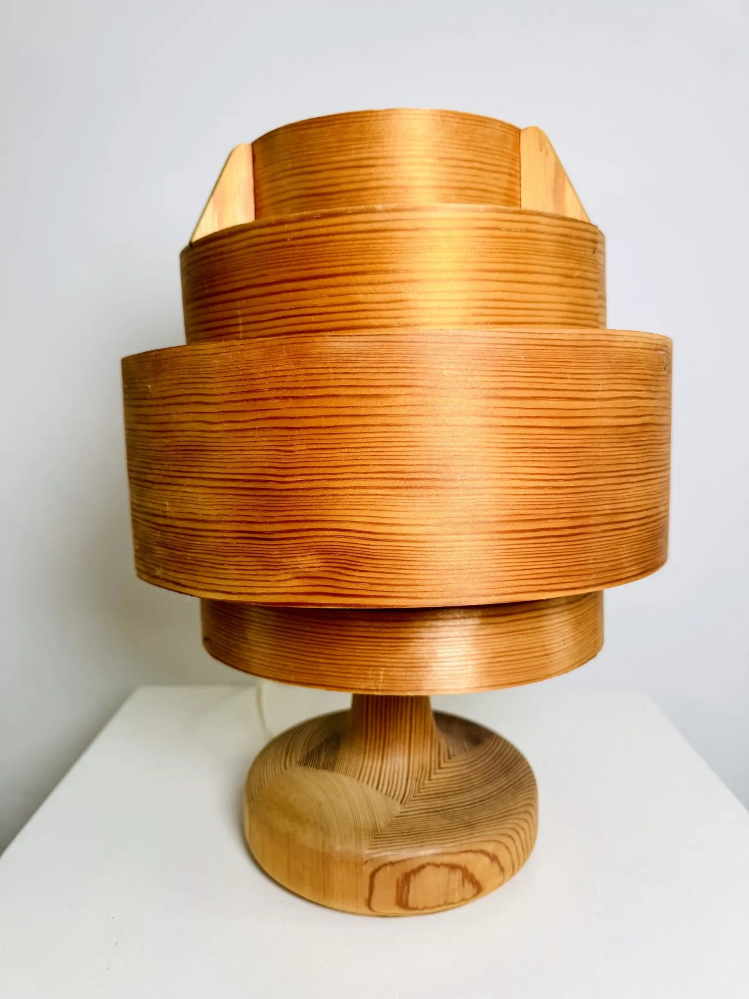 B-262 Pine Veneer Table Lamp By Hans-Agne Jakobsson For Ab Ellysett, Sweden, 1960S