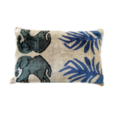 Ikat cushion in Persian elephant velvet