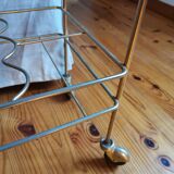 Petite desserte à roulette métal doré vintage