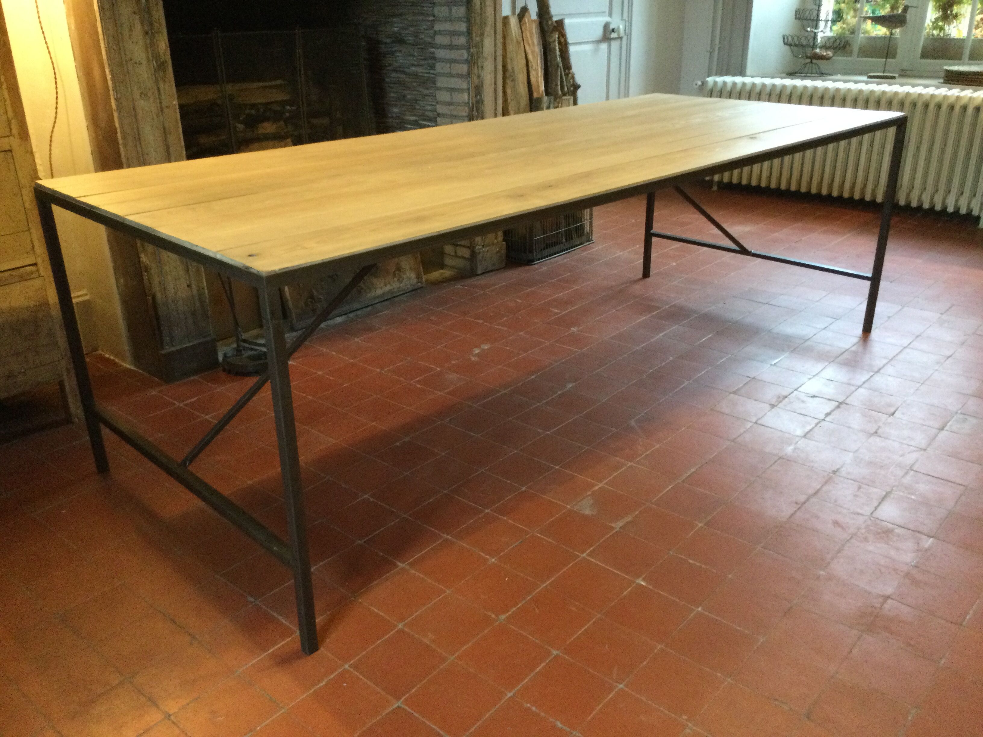Wood and iron dining table