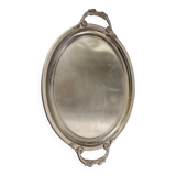 Grand plateau de service jean couzon en inox avec poignees decor poisson