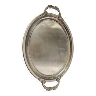 Large jean couzon stainless steel serving tray with fish decor handles