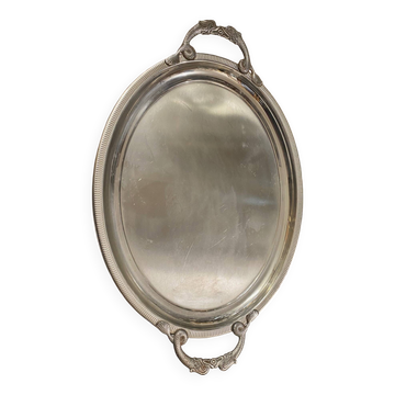 Large jean couzon stainless steel serving tray with fish decor handles