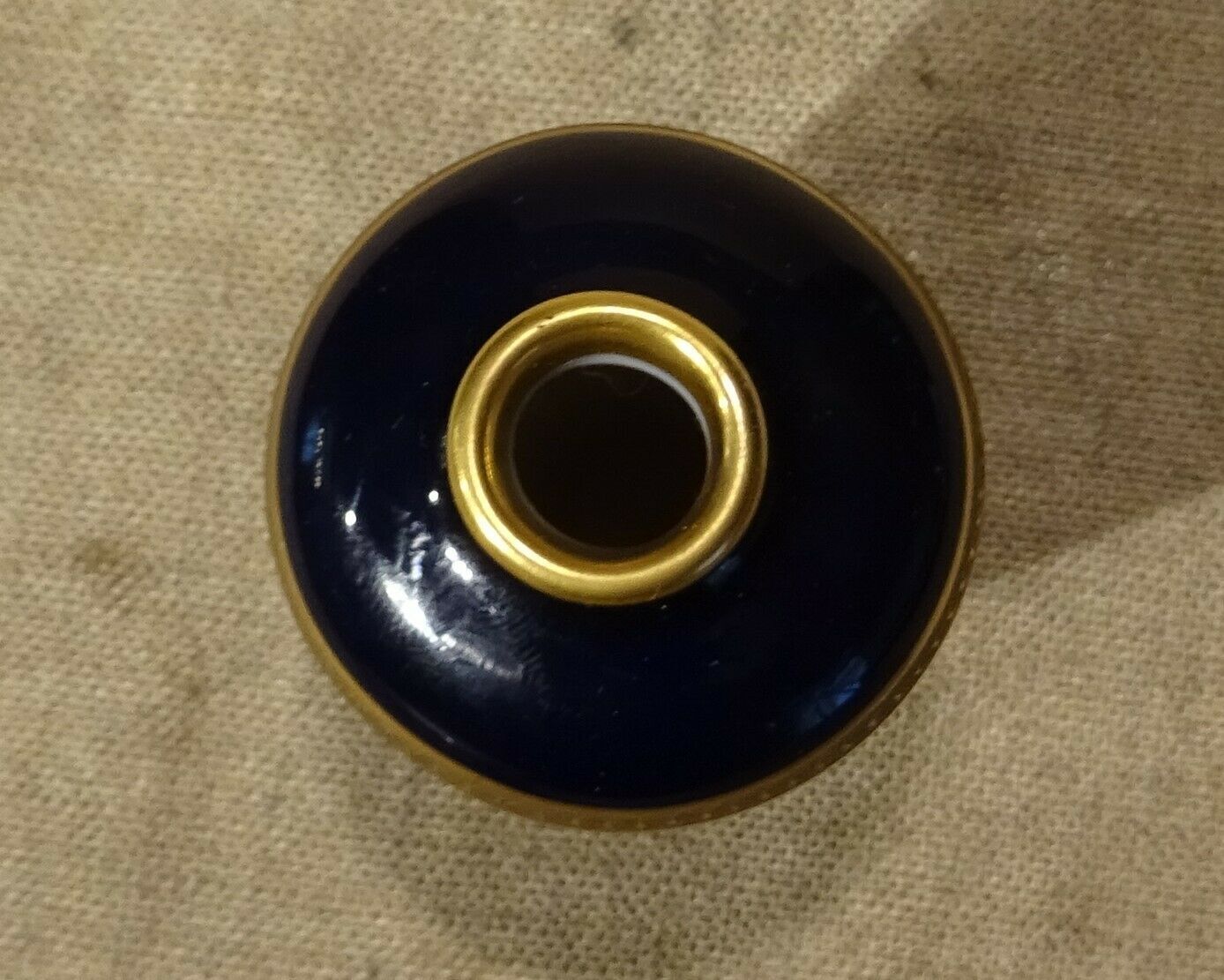 Porcelain miniature vase of blue and gold limoges