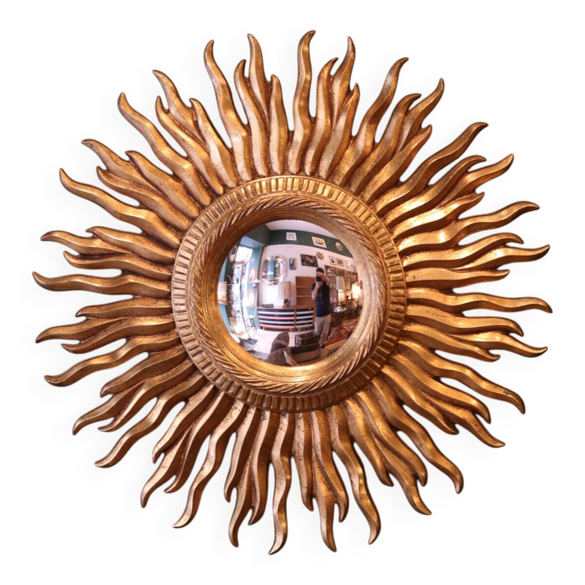 Vintage sun mirror with witch's eye mirror