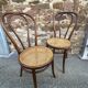 pair of Fischel Thonet Nr 18 curved wood bistro chairs