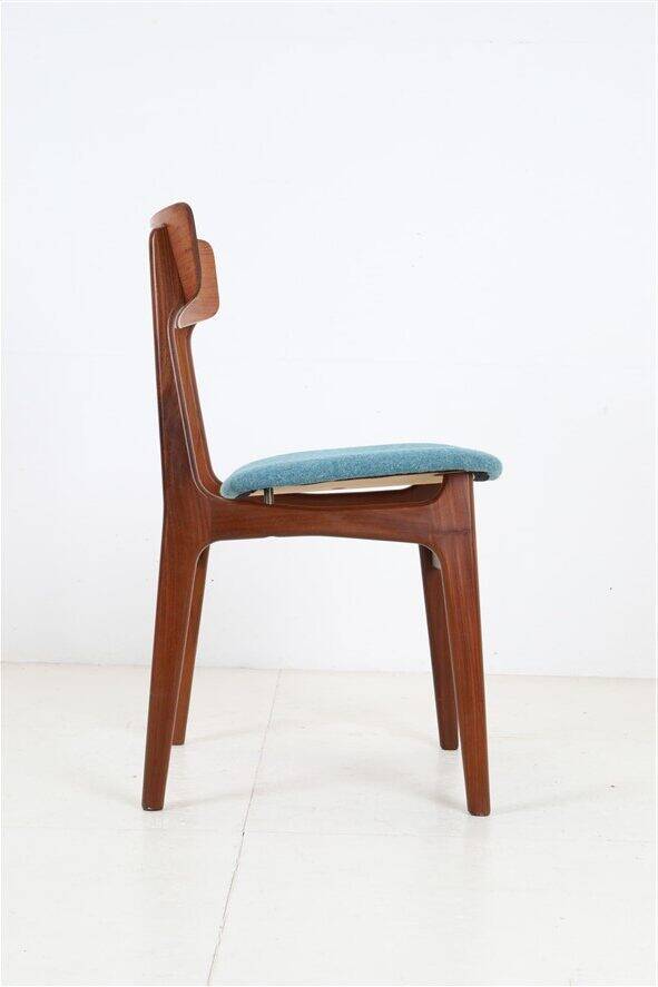 Set of 4 reupholstered Danish teak chairs, 1960s