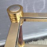 Gold glass coffee table with tobacco-colored legs, 1970s design