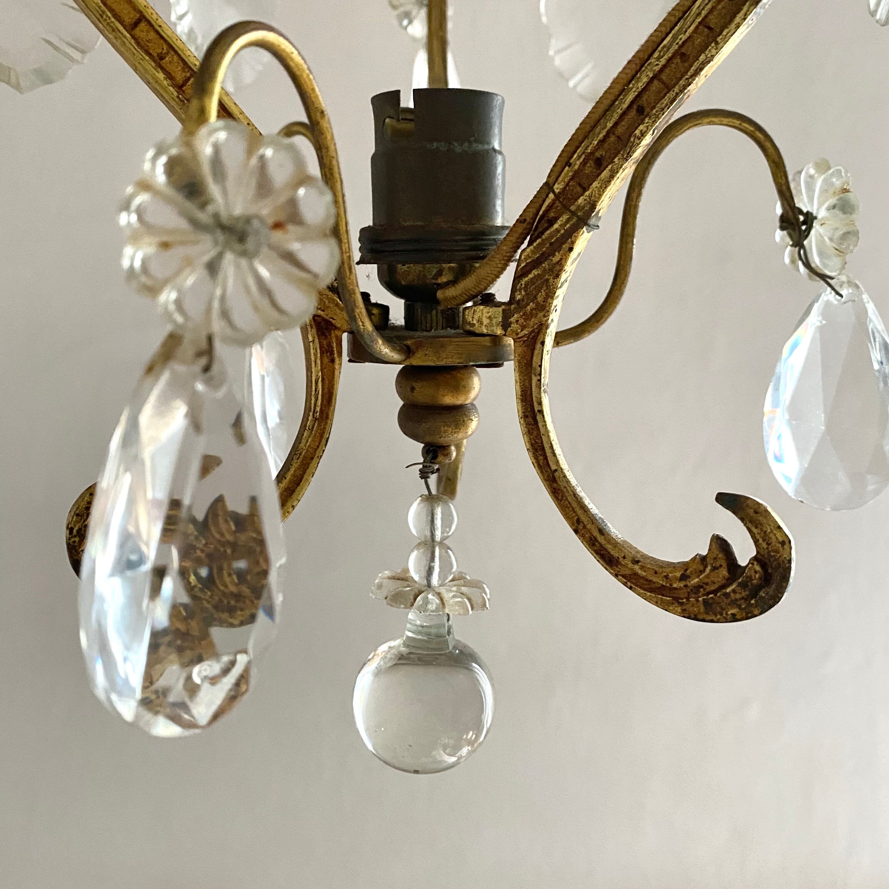 Lustre ancien pampilles en verre de murano