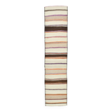 2x11 Brown & Cream Vintage Kilim Runner Rug, 75x337Cm