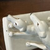 Paire de Barzoi - Lévriers blancs - céramique Art-Deco