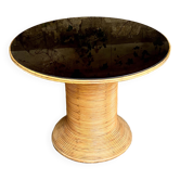 Table bambou rotin année 60-70