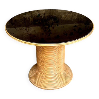 Table bambou rotin année 60-70