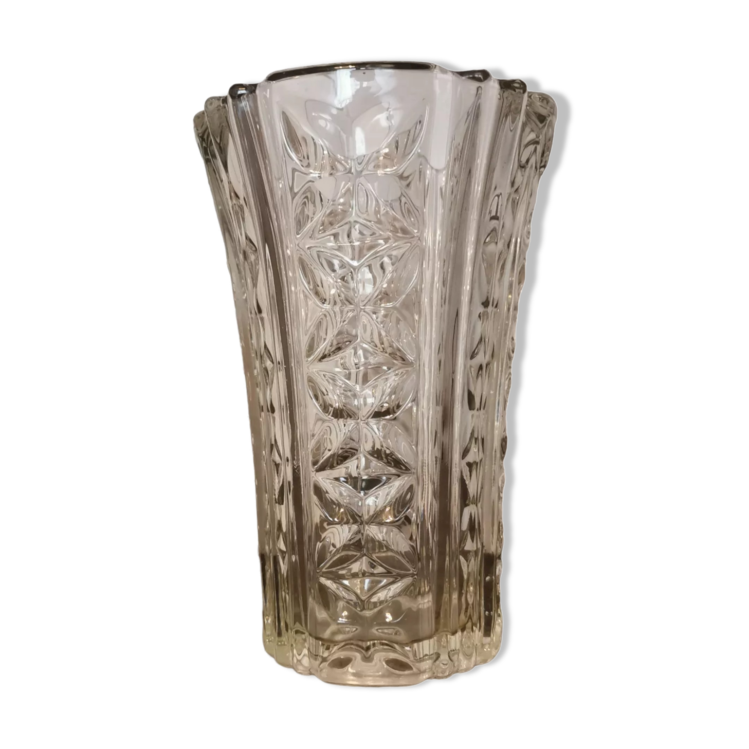 Large glass vase Pattern Lines and diamonds