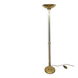 Designer floor lamp in gilded brass and plexiglass