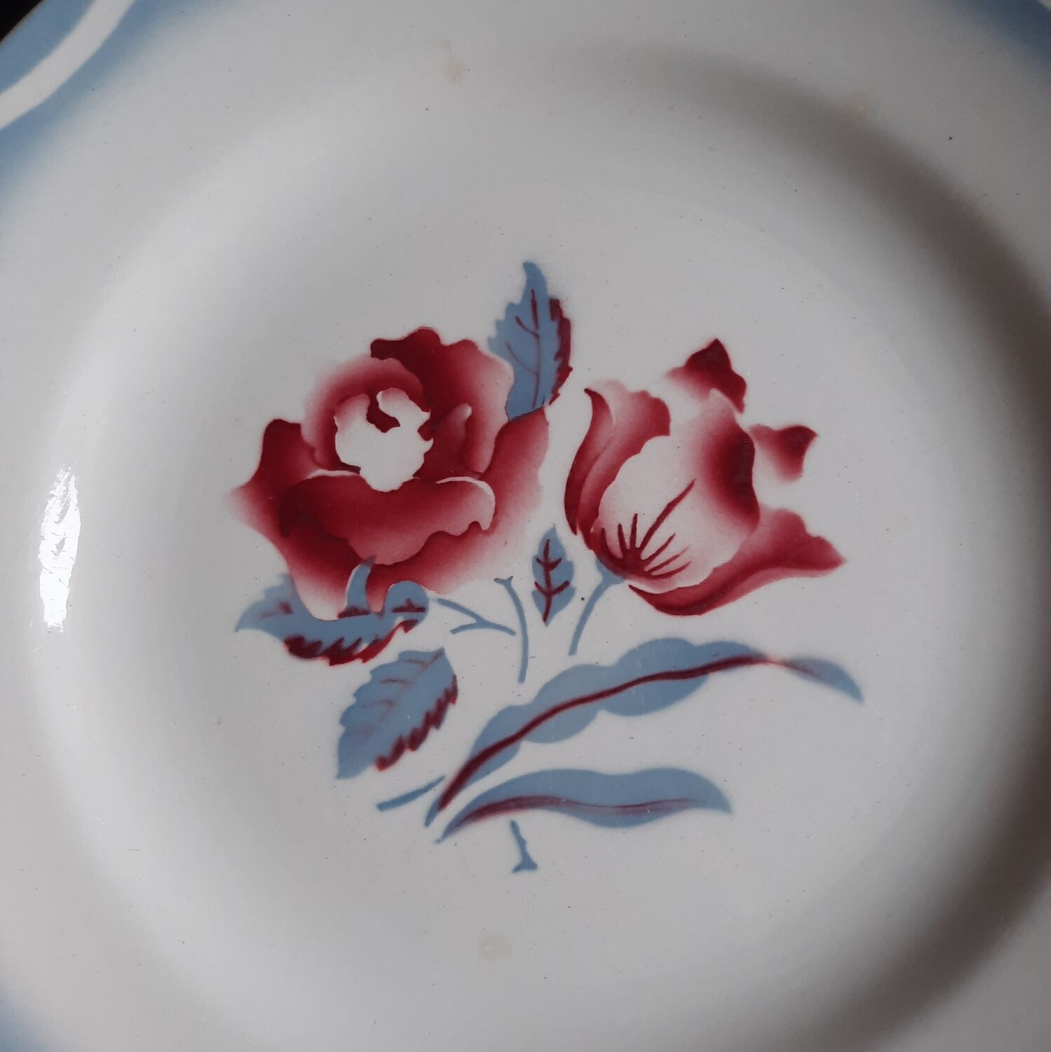 Old flat plates mismatched in earthenware