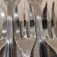 6 silver-plated metal cake forks by Christofle silversmiths, Albi pattern