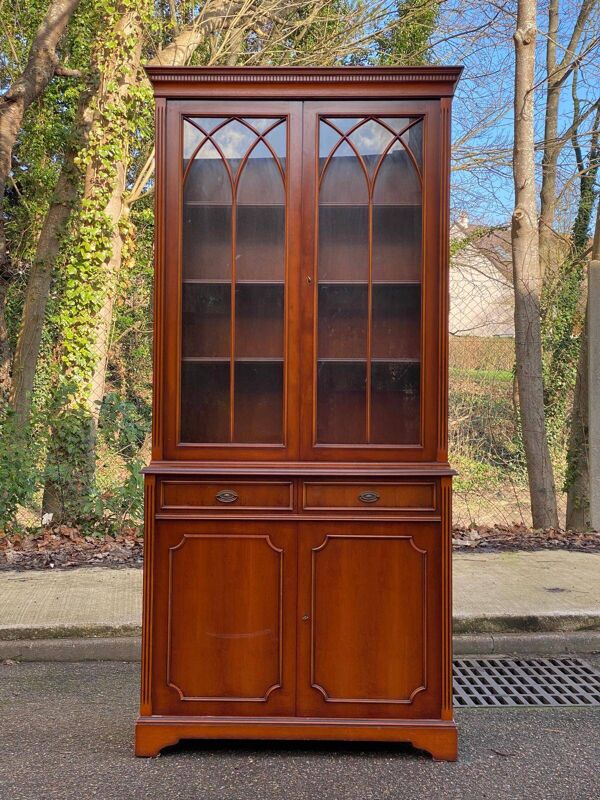 Vitrine anglaise 2 portes imitation acajou 1990